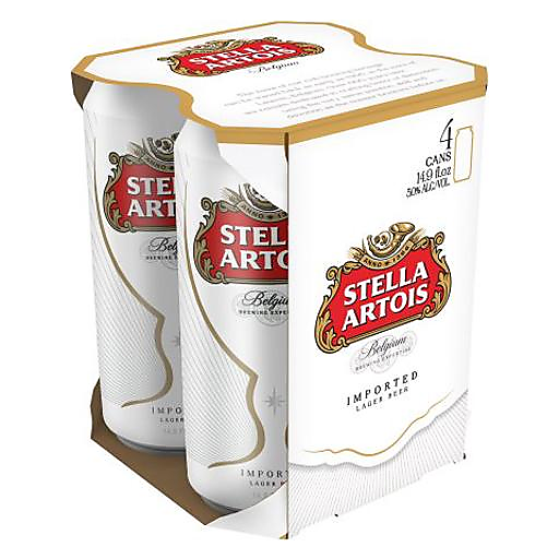 Stella Artois Beer Can 15oz 4 PK