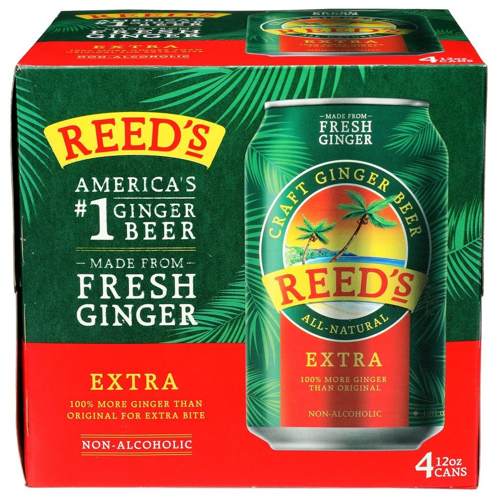 Reeds Ginger Beer Non Alcholic Can 12oz 4 PK