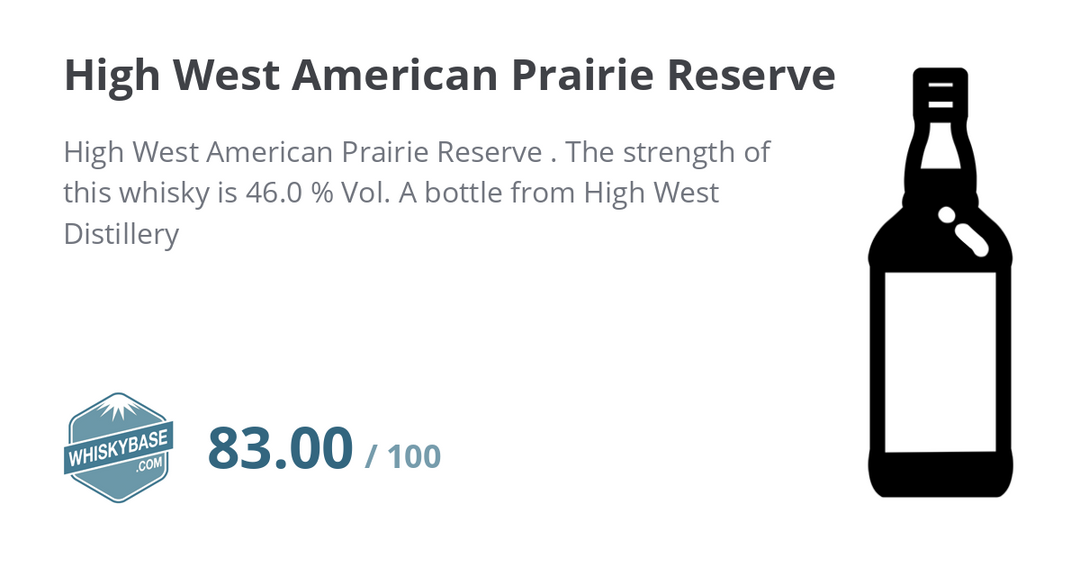 High West American Prairie Reserve 750ml 7013 1 PK