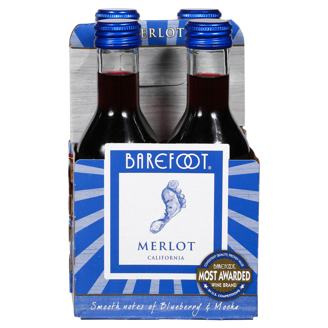 Barefoot Merlot Pk 187ml 4 PK